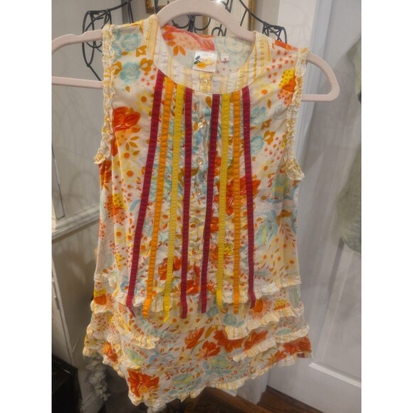 L'ORANGE Girls' Colorful Floral Boho Ruffled Buttoned‎ Cotton Dress Size 8 - Picture 1 of 6